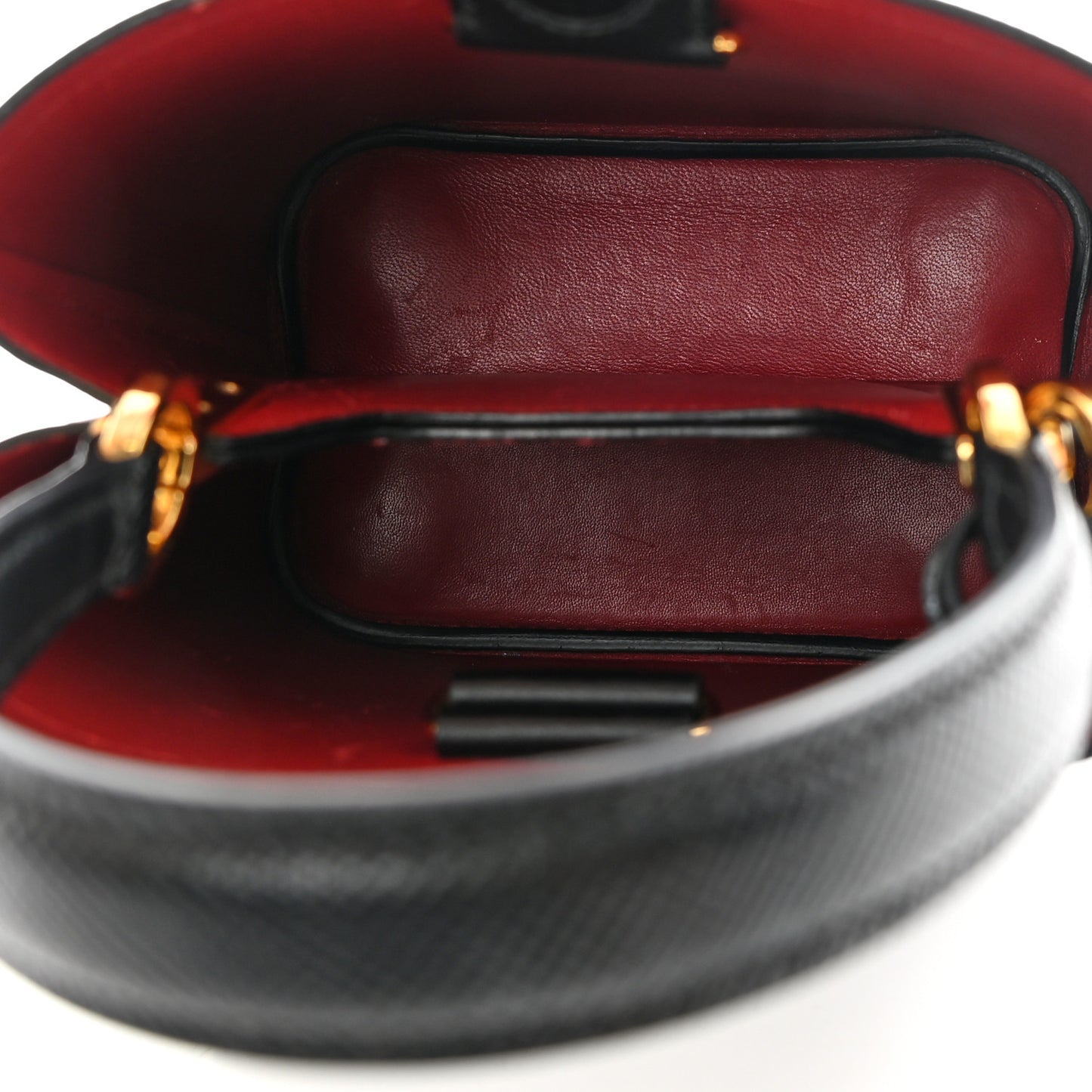 Saffiano Cuir Small Panier Bucket Bag Black Fuoco
