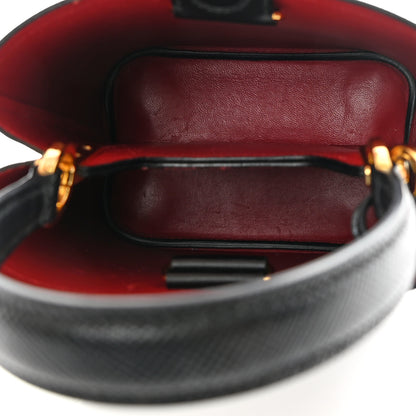 Prada Saffiano Cuir Small Panier Bucket Bag Black Fuoco 5 of 17
