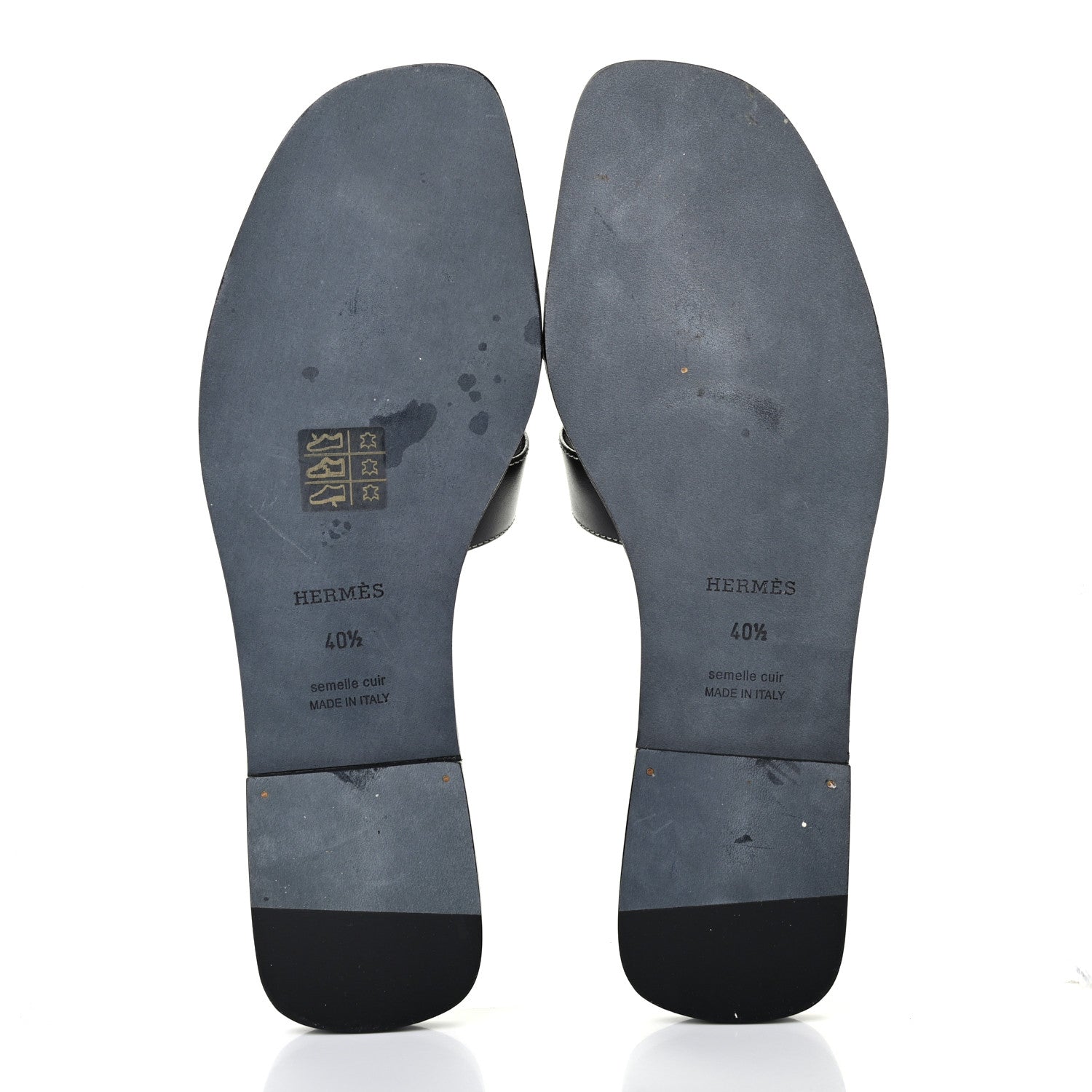 Hermes Box Calfskin Oran Sandals 40.5 Black 5 of 9