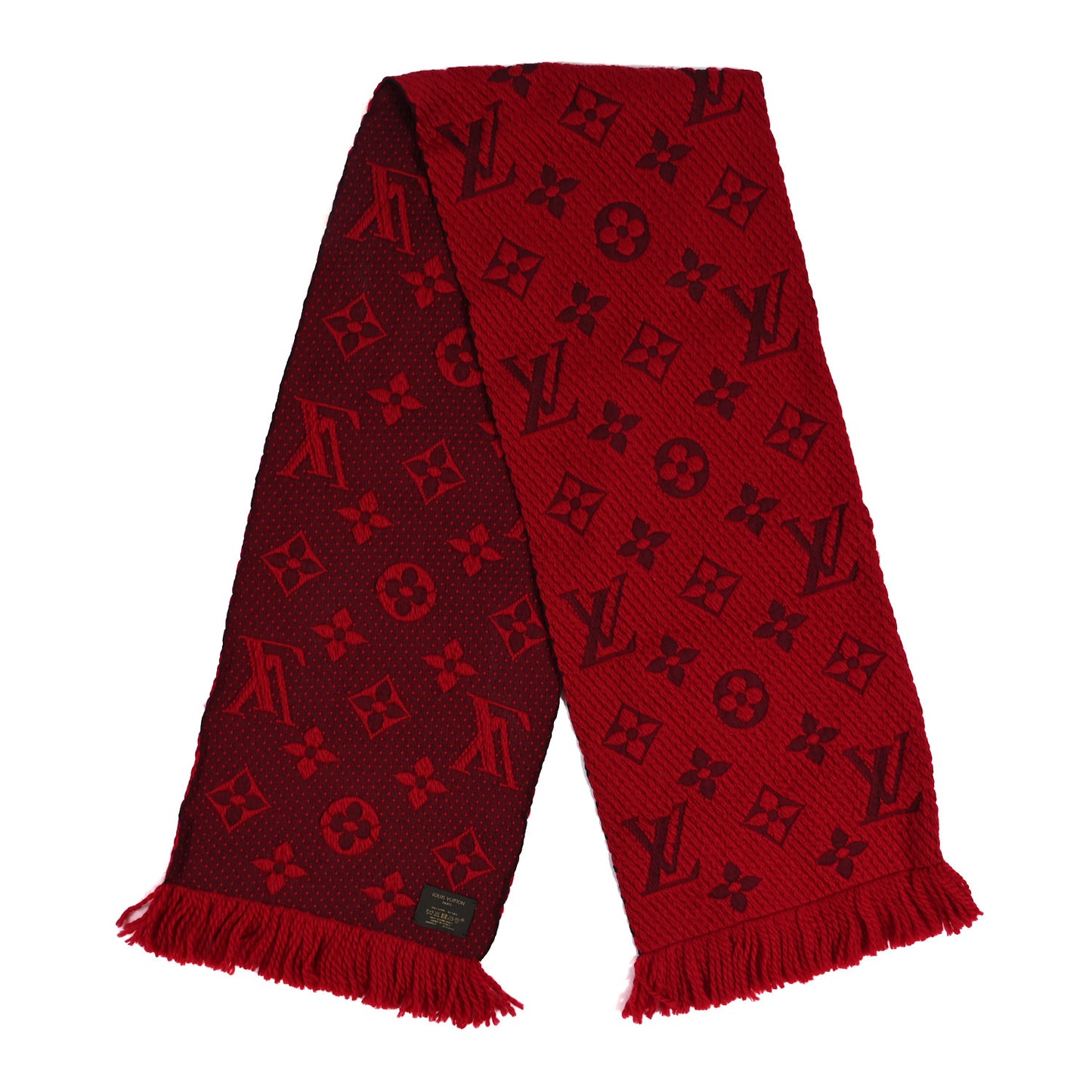 Wool Silk Logomania Scarf Rubis
