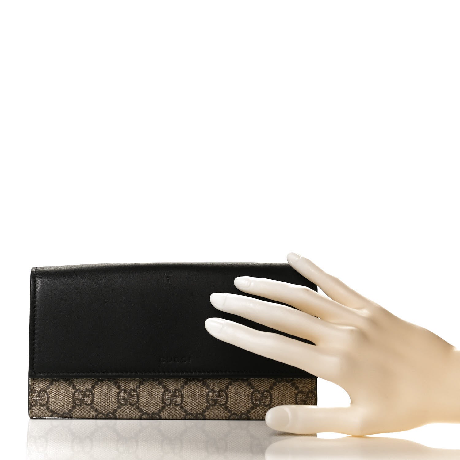 Gucci Calfskin GG Supreme Monogram Continental Wallet Black 2 of 12