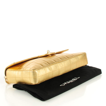 Chanel Lambskin Quilted East West Chocolate Bar Flap Gold 4 of 9