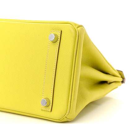 Hermes Epsom Candy Birkin 25 Lime Gris Perle 10 of 11