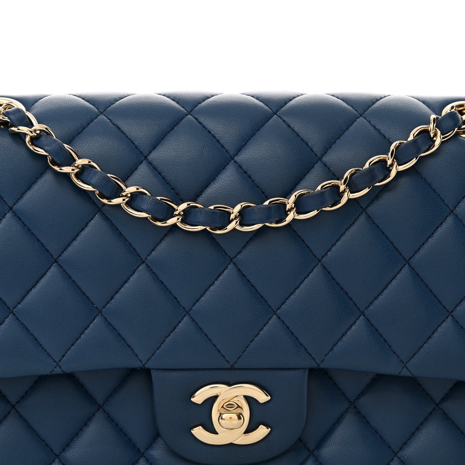 Chanel Lambskin Quilted Medium Double Flap Blue 8 of 13