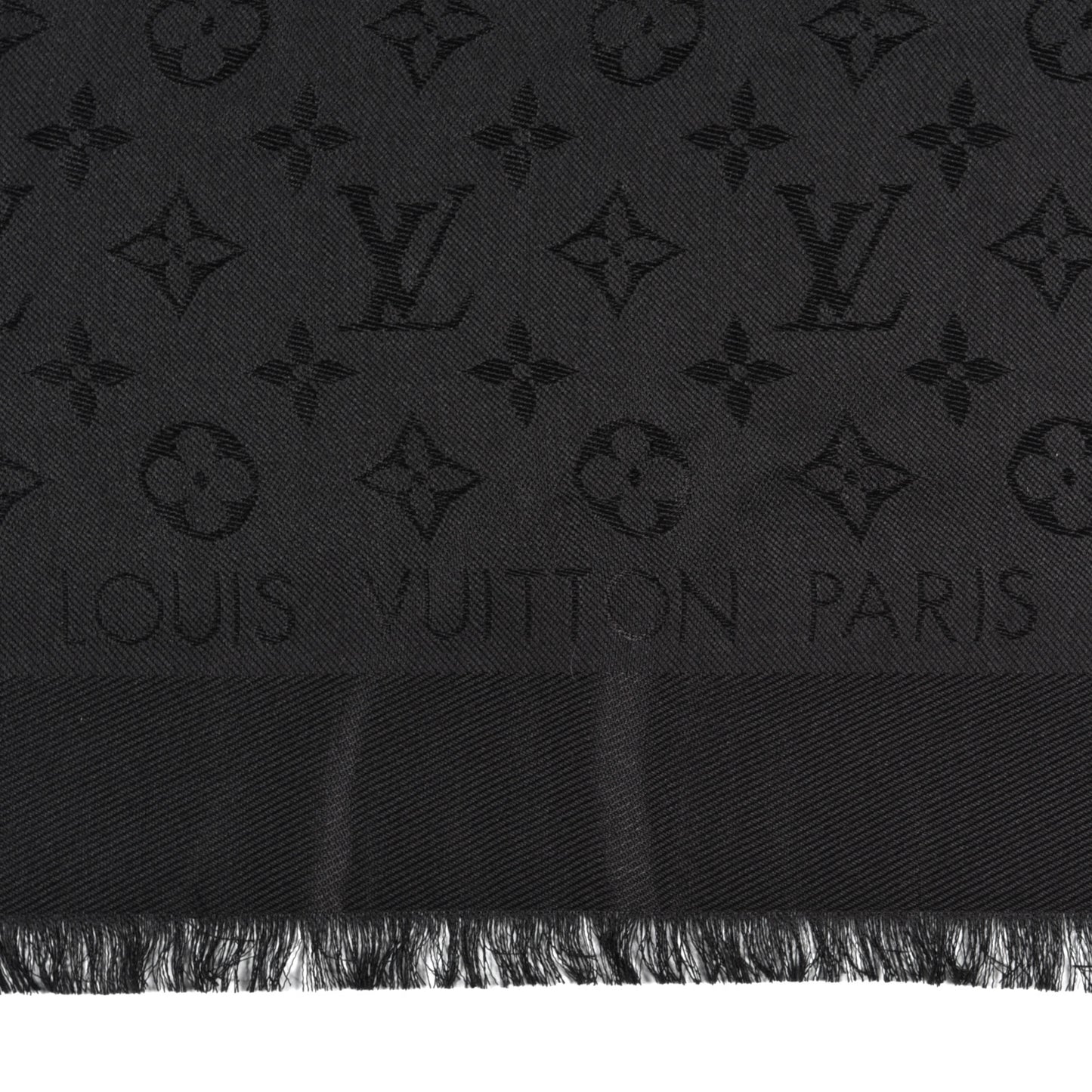 Silk Lurex Wool Monogram Shine Shawl Black