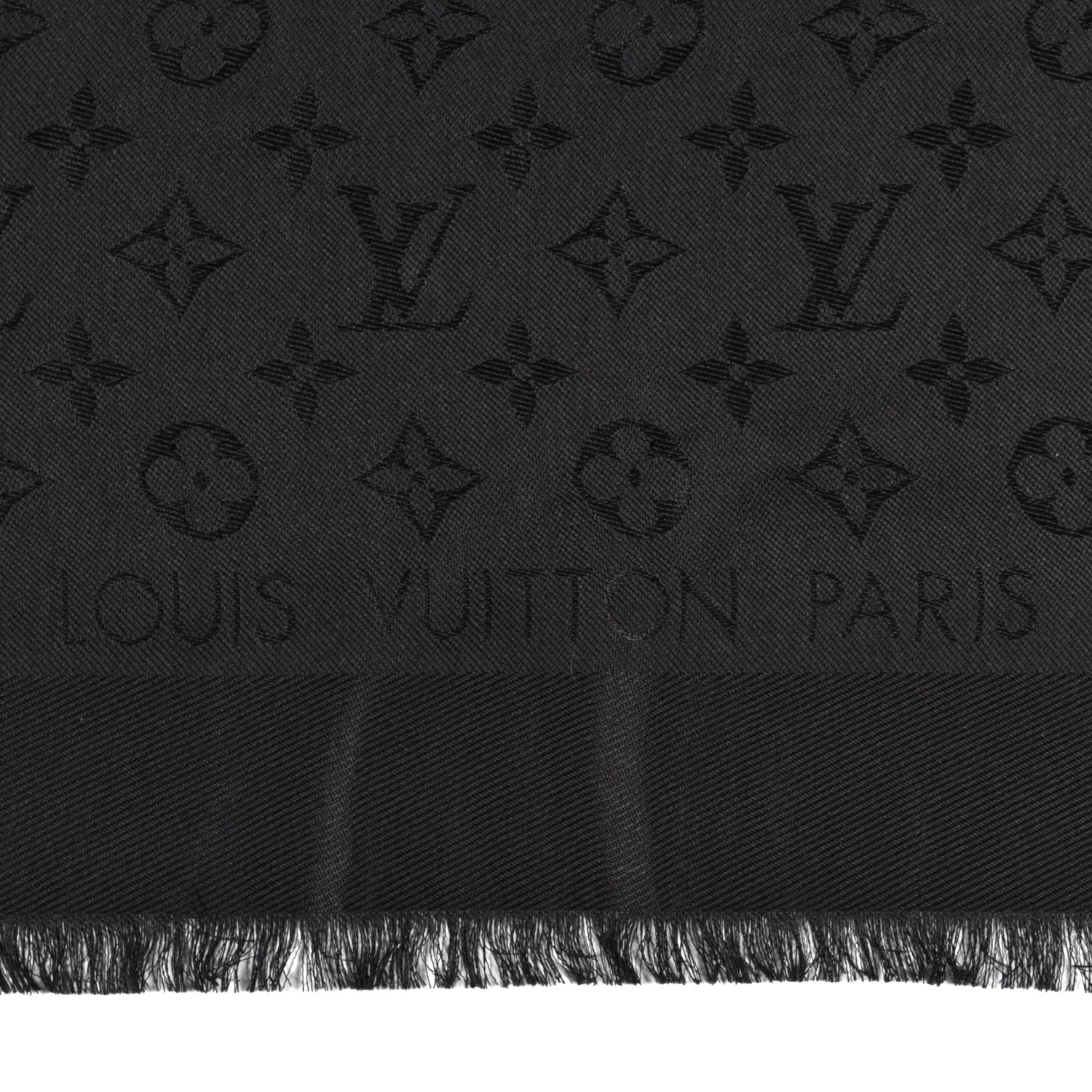 Louis Vuitton Silk Lurex Wool Monogram Shine Shawl Black 2 of 4