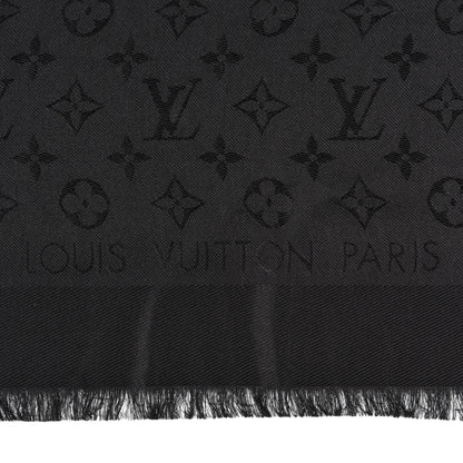 Louis Vuitton Silk Lurex Wool Monogram Shine Shawl Black 2 of 4
