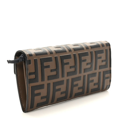 Fendi Vitello Soft F is Fendi Bi-Color FF 1974 Embossed Continental Envelope Wallet On Chain Maya Black 3 of 8