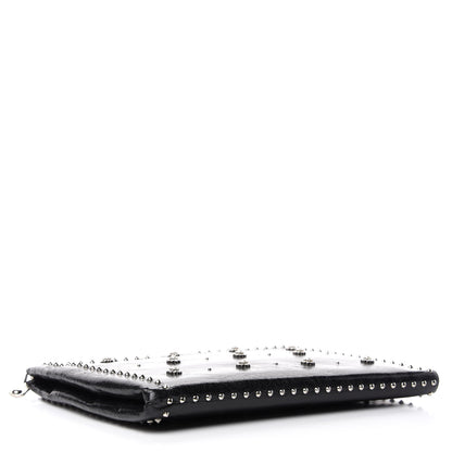 Miu Miu Vitello Shine Studded Flower Clutch Black 4 of 7
