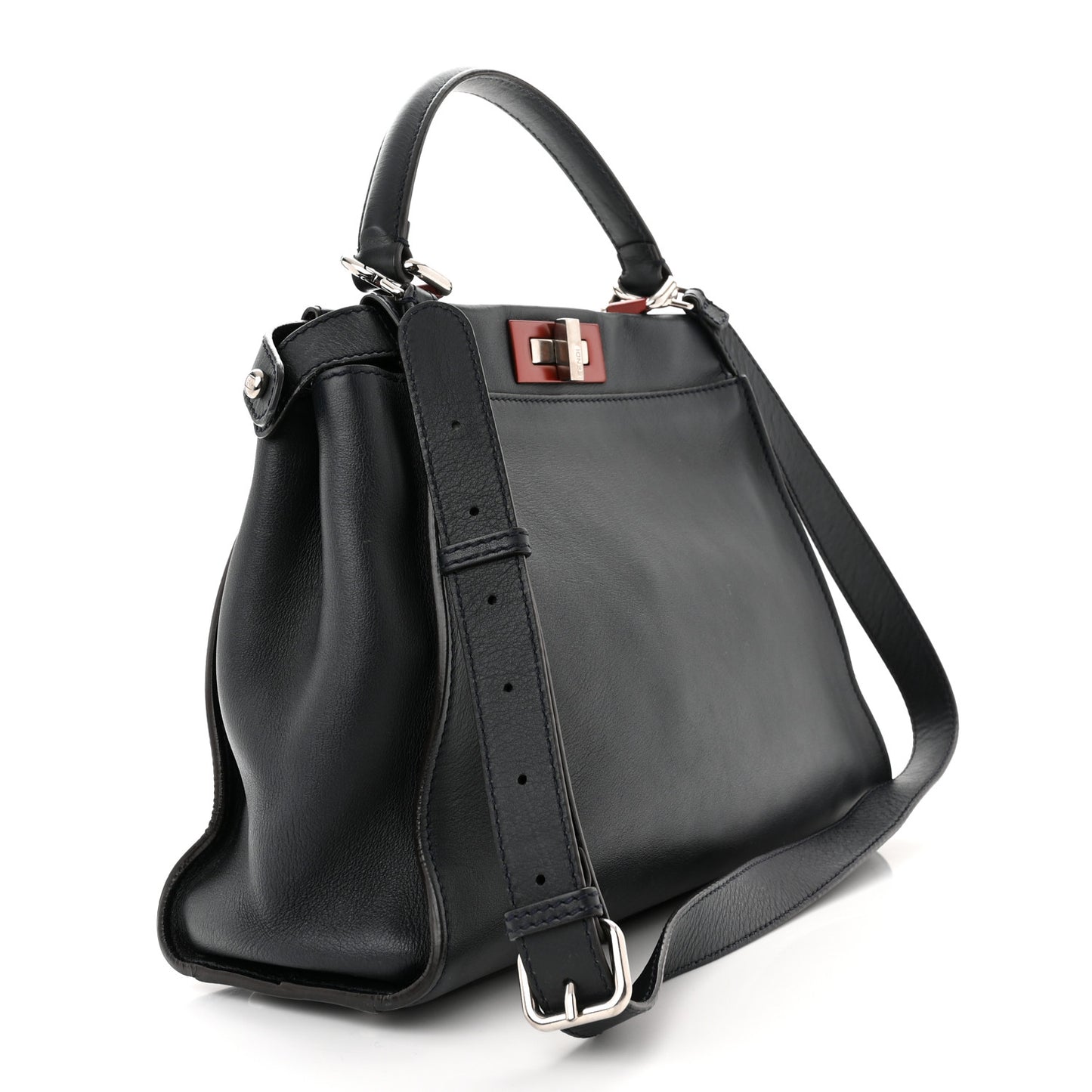 Vitello Seta Shiny Nappa Medium Peekaboo Iconic Satchel Blue Notte Ardesia