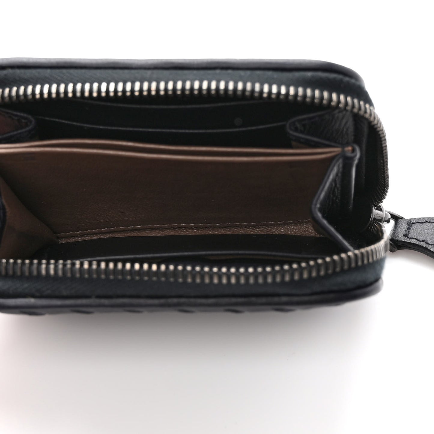 Nappa Intrecciato Zip Around Card Holder Navy