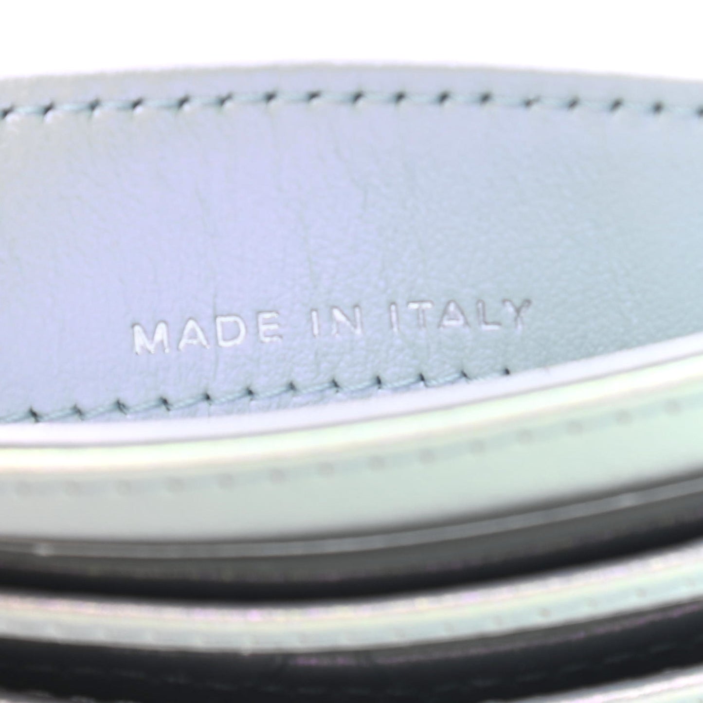 Iridescent Calfskin Quilted Card Holder Light Blue
