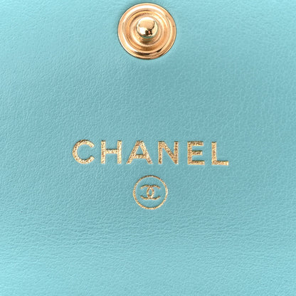 Chanel Denim Quilted Chanel 19 Flap Coin Purse With Chain Neon Blue 6 of 13