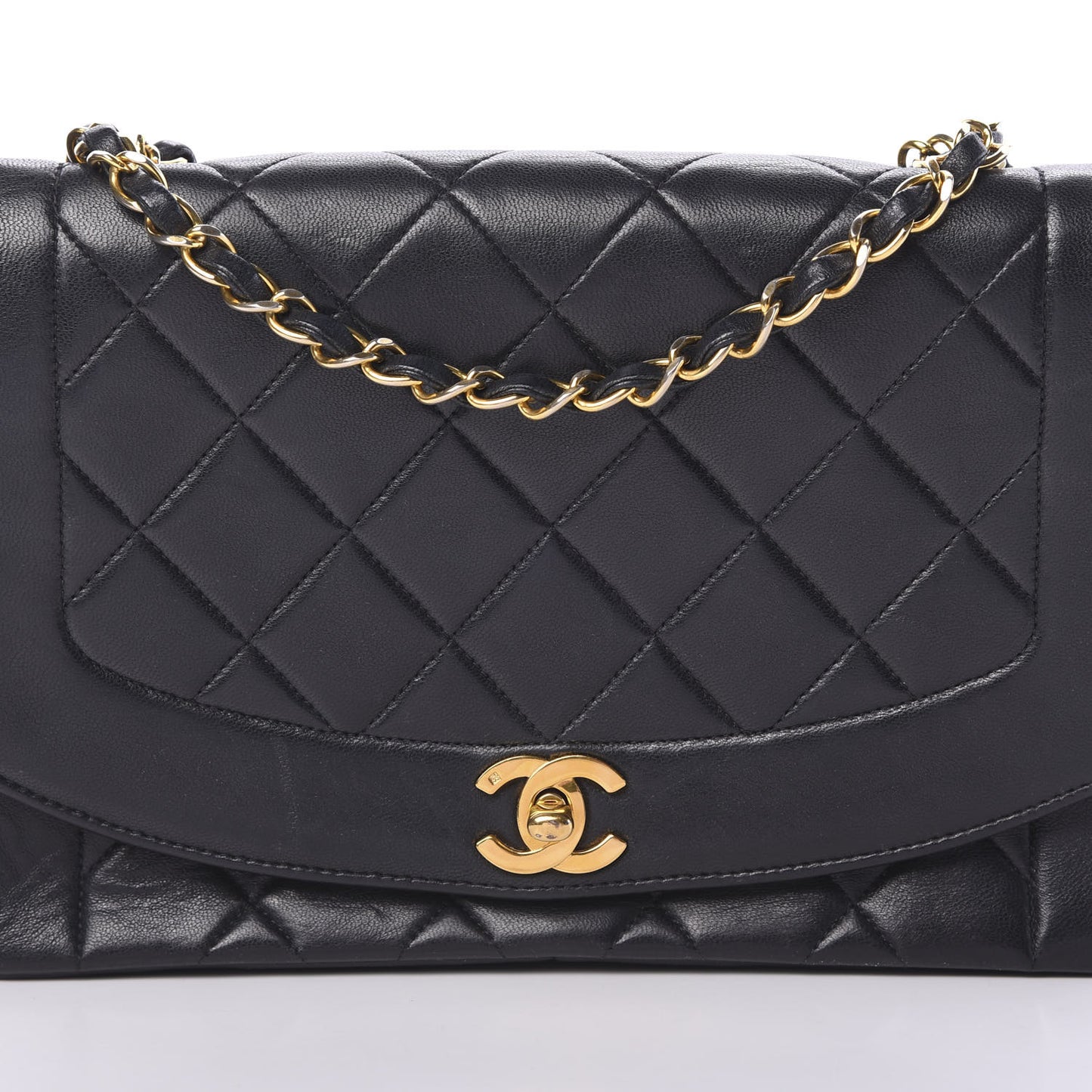 Lambskin Quilted Medium Single Flap Black