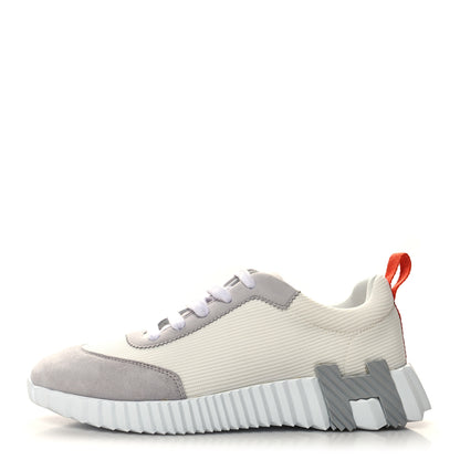 Hermes Technical Canvas Suede Goatskin Bouncing Sneakers 37 White Multicolor 1 of 8