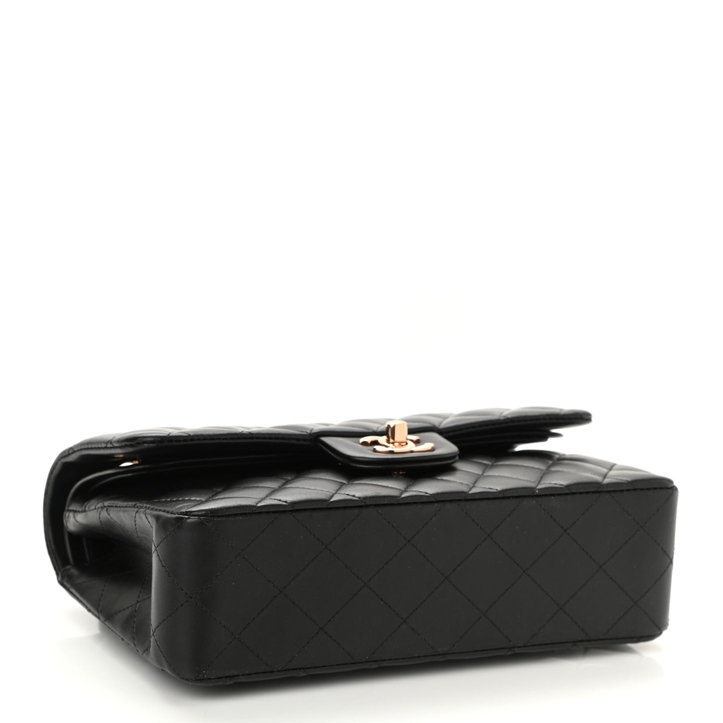 Lambskin Quilted Small Double Flap Black