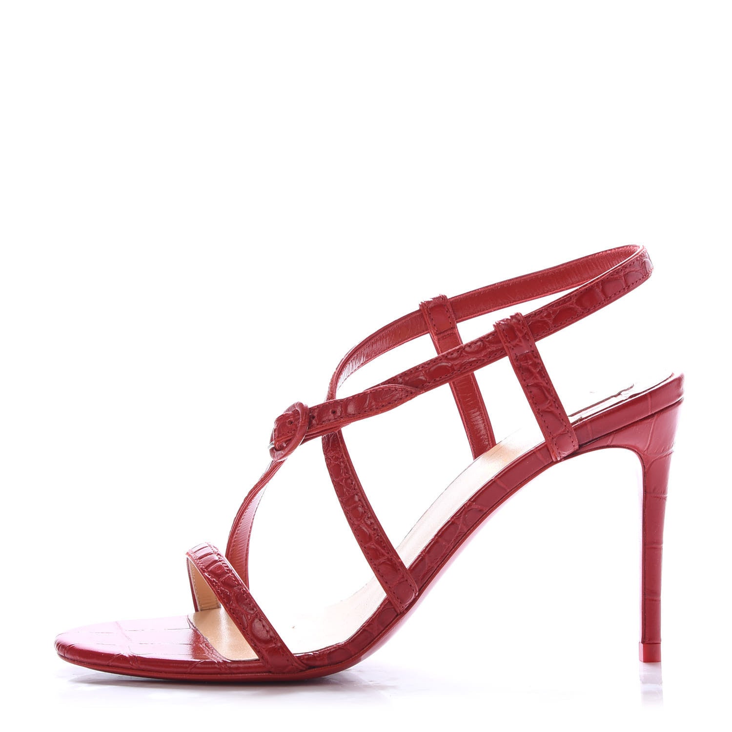 Christian Louboutin Calfskin Alligator Embossed Selima 85 Sandals 35 Loubi 1 of 8