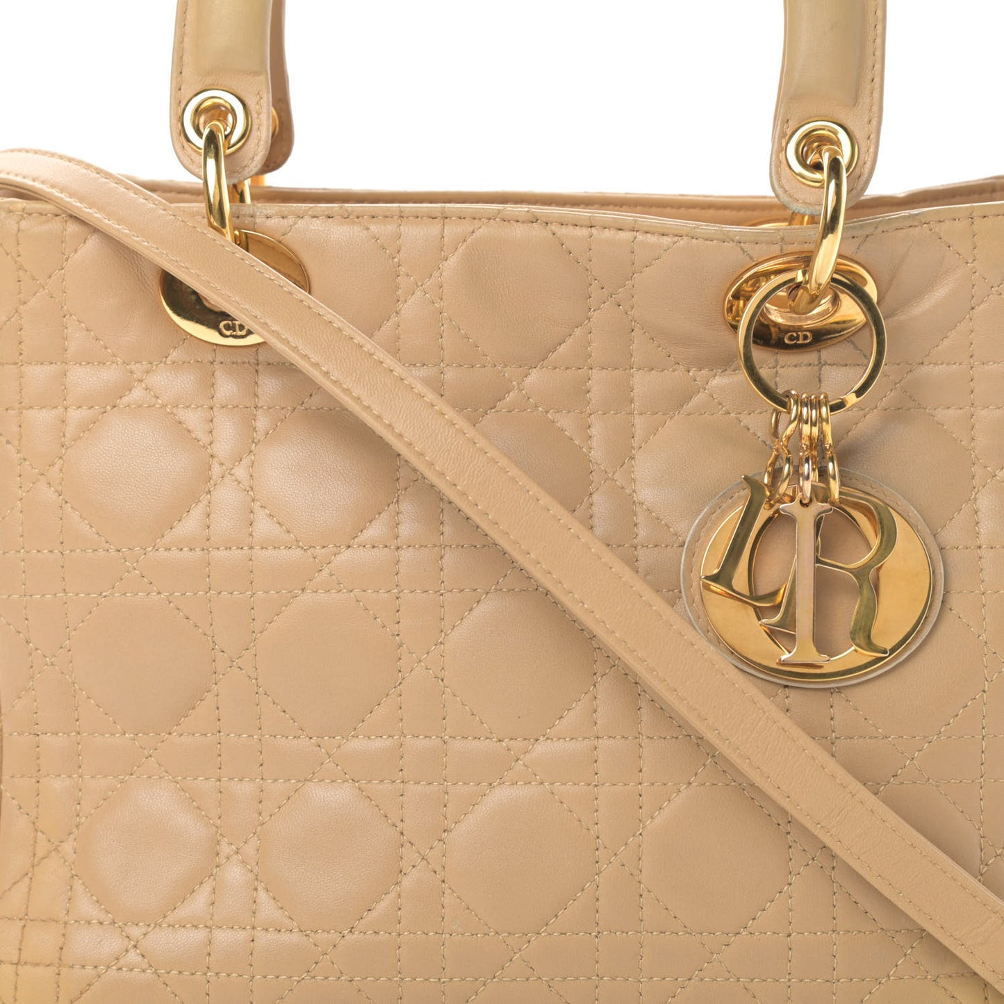 Lambskin Cannage Medium Lady Dior Beige