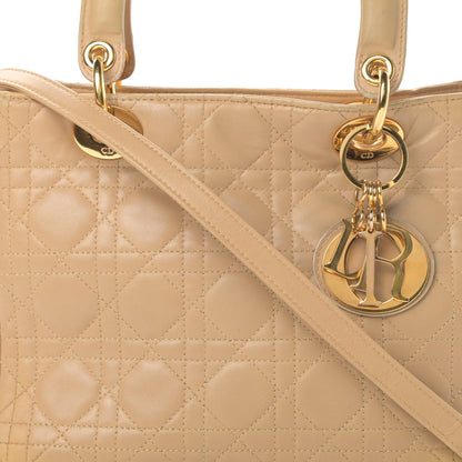 Christian Dior Lambskin Cannage Medium Lady Dior Beige 8 of 18