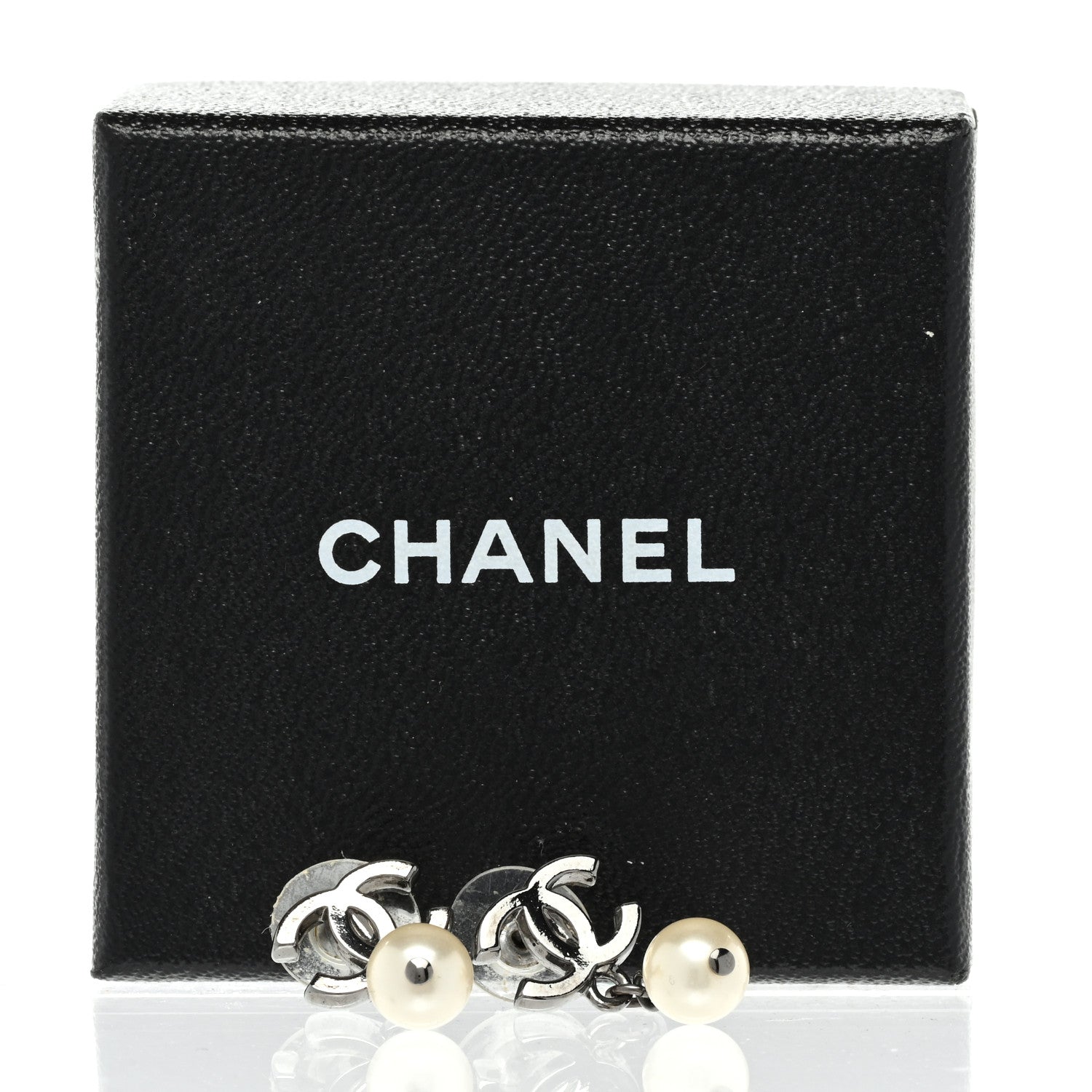 Chanel Pearl CC Drop Earrings Silver 5 of 5