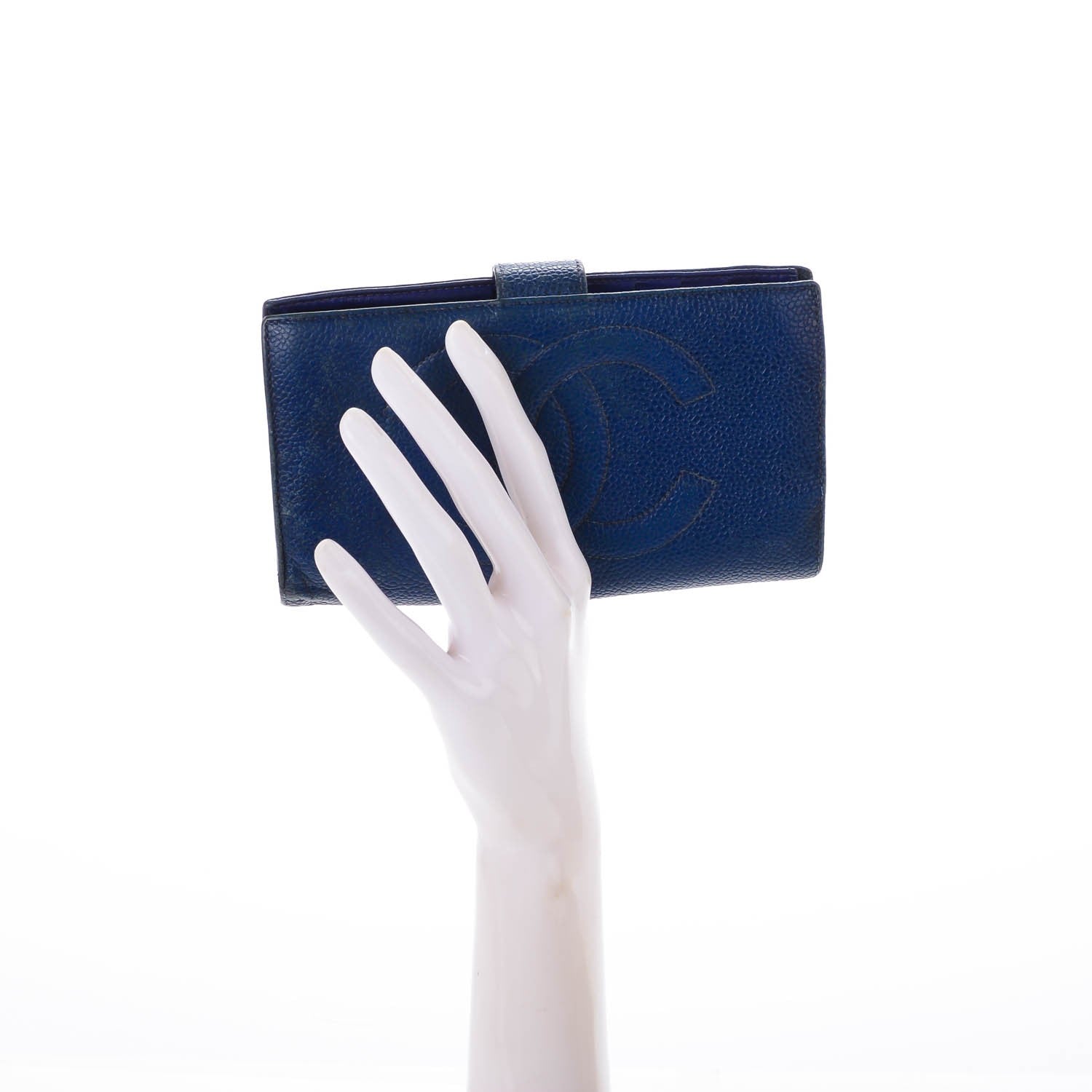 Chanel Caviar CC Wallet Clutch Blue 6 of 13