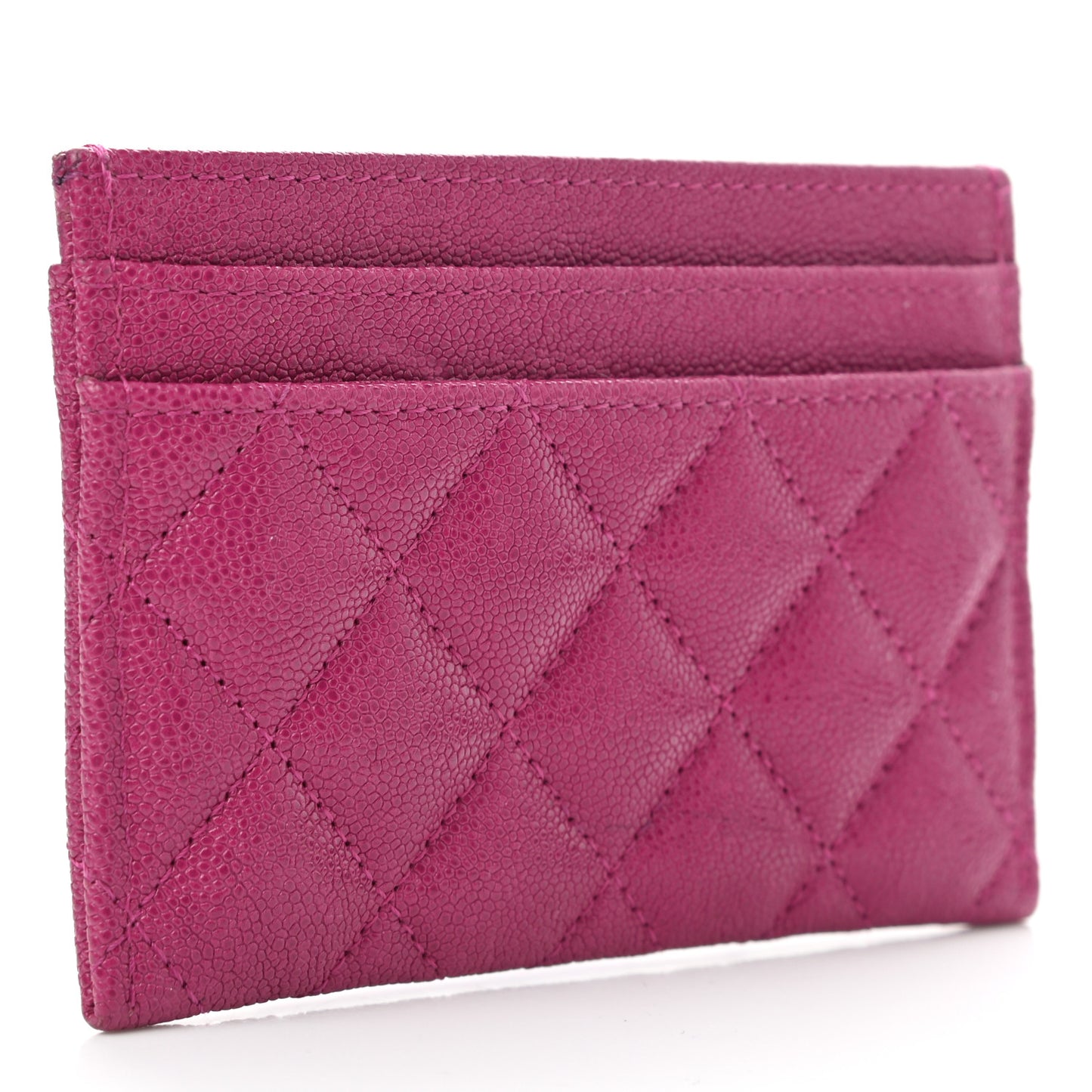 Caviar Quilted Boy Card Holder Fuchsia