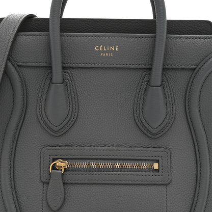 Celine Drummed Calfskin Nano Luggage Kohl 8 of 13