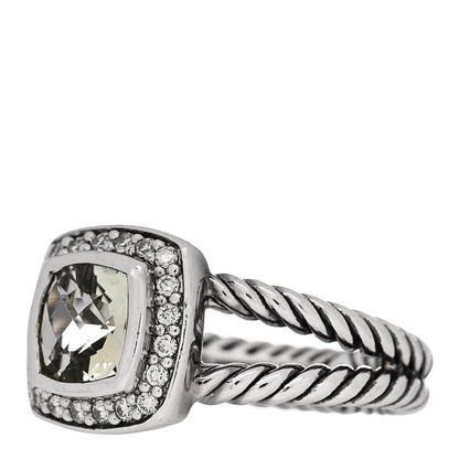 David Yurman Sterling Silver Diamond Prasiolite 7mm Petite Albion Ring 52 6 3 of 6