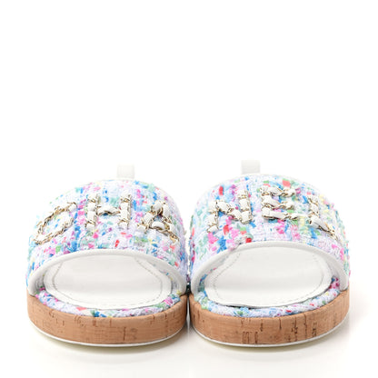 Chanel Tweed Logo Mules 37.5 Multicolor 2 of 10