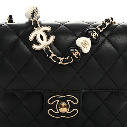 Chanel Lambskin Resin Quilted Mini Heart Square Flap Black 8 of 10