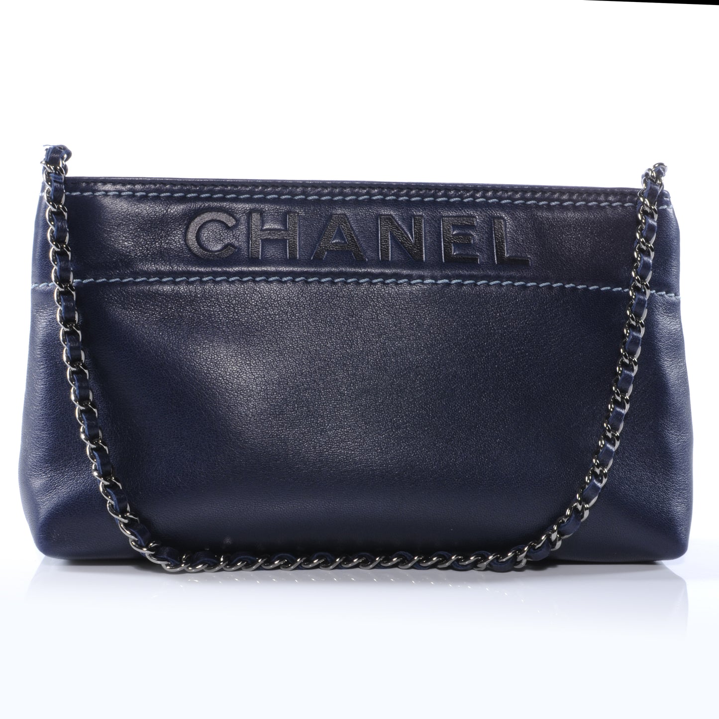 Leather Lax Pochette Navy Blue