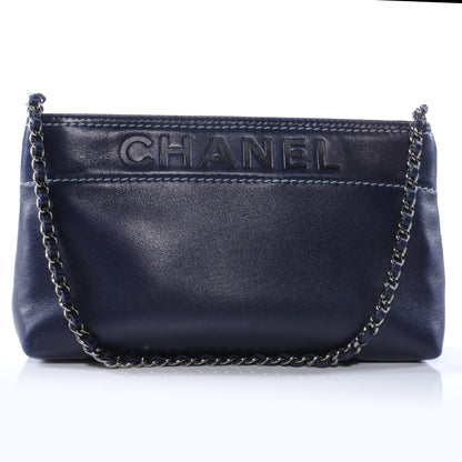 Chanel Leather Lax Pochette Navy Blue 1 of 7
