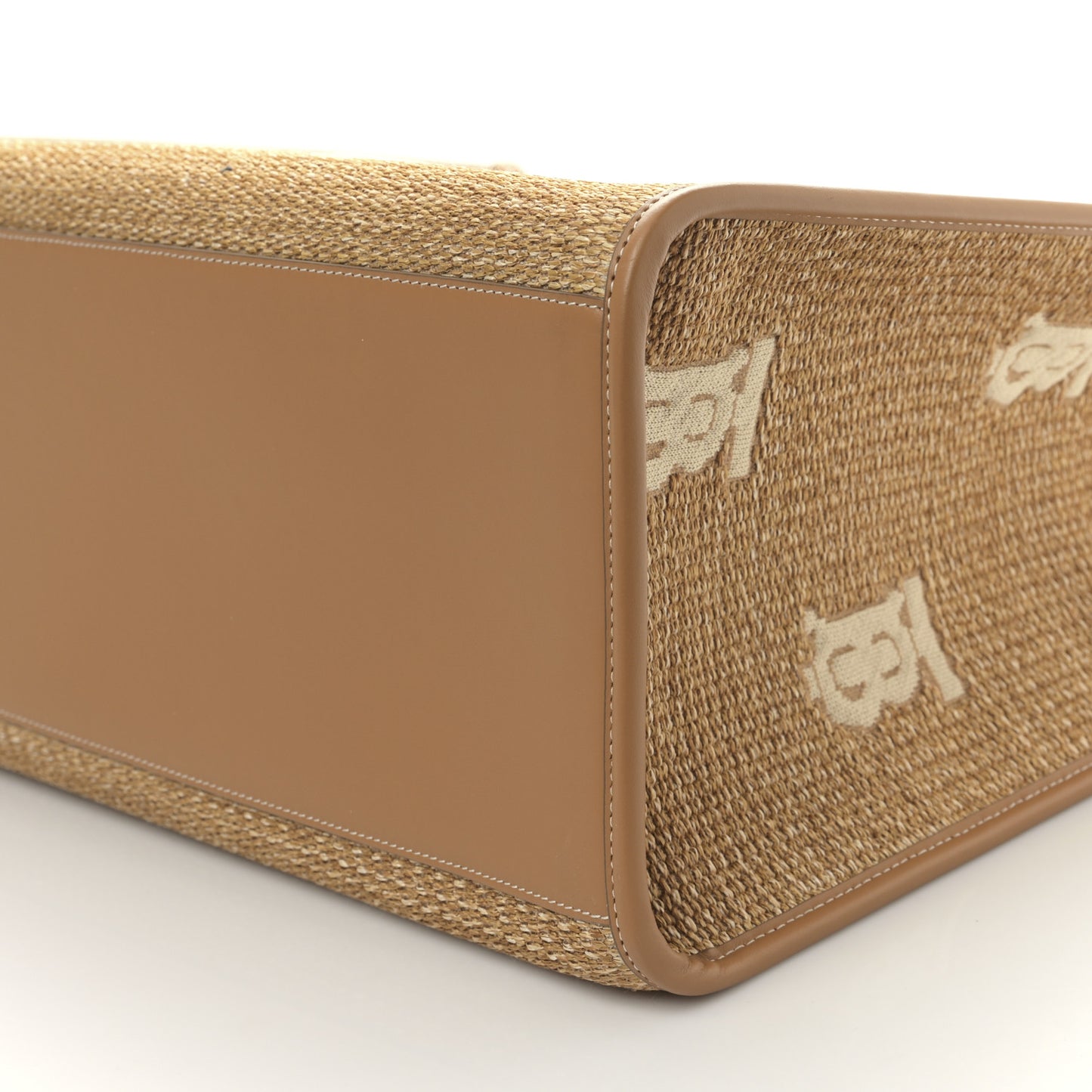 Raffia Calfskin Large Freya Tote Natural