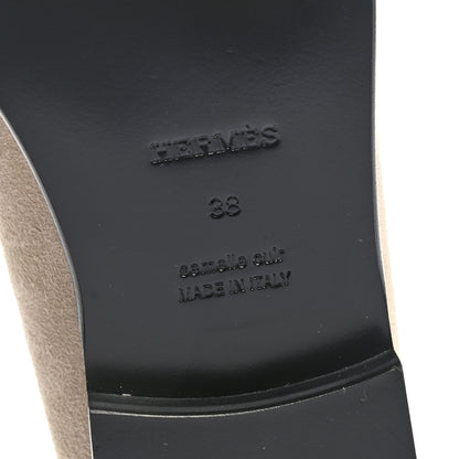 Hermes Suede Goatskin Womens Destin Loafer 38 Blanc Gomme 6 of 9