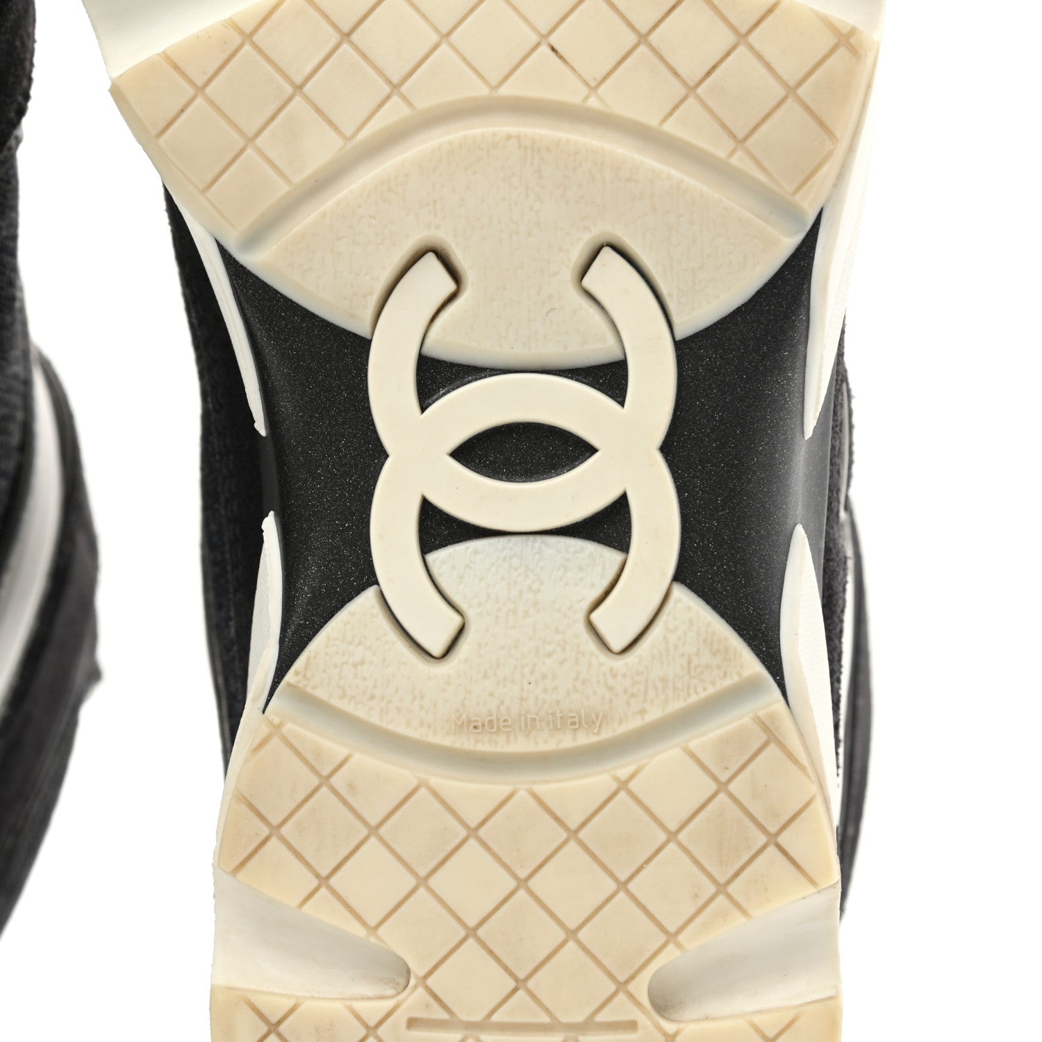 Chanel Canvas Goatskin CC High Top Sneakers 37 Black White 6 of 12