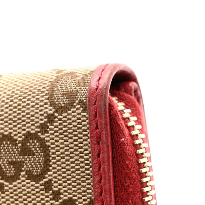 Gucci Monogram Dollar Calfskin Zip Around French Flap Wallet Beige Ebony Rosso 11 of 11