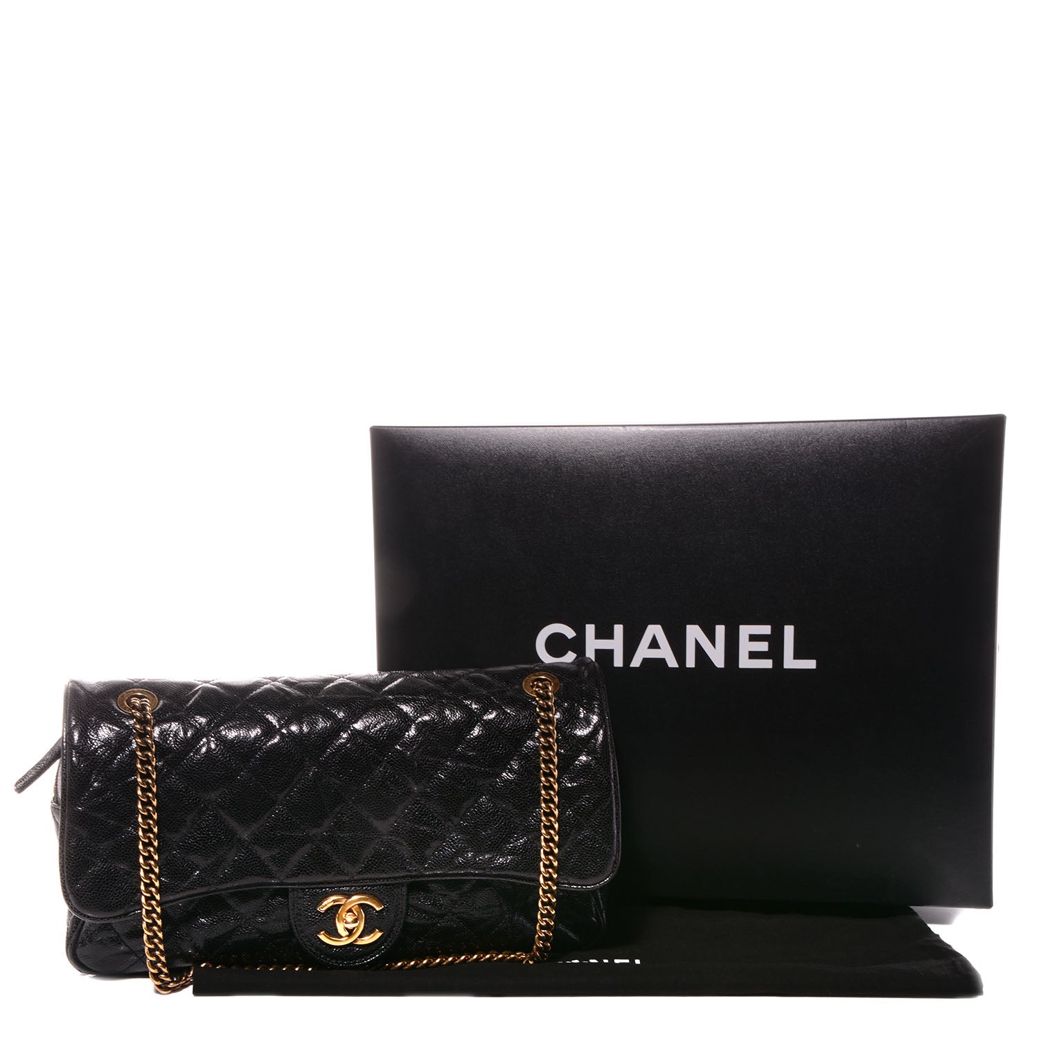 Chanel Crumpled Grained Calfskin Large Shiva Flap Black 4 of 9