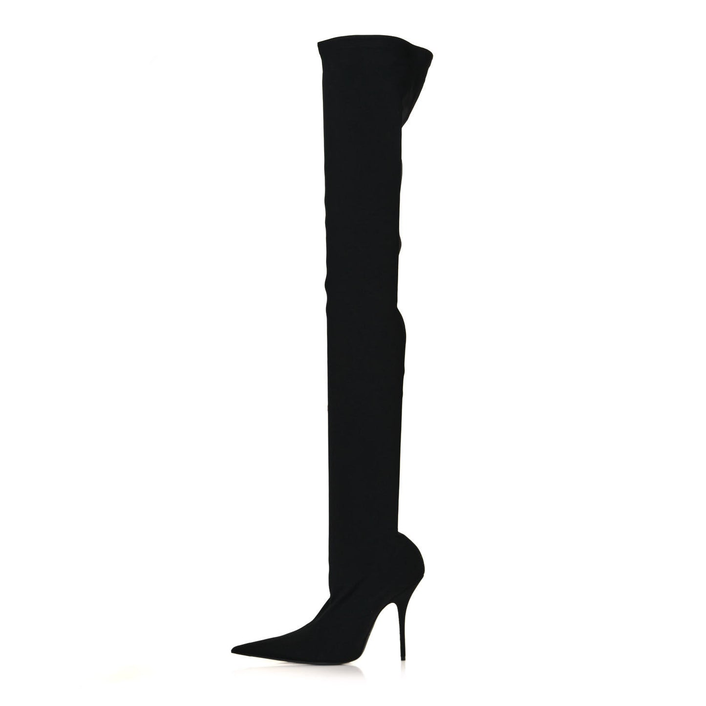 Spandex Pointed Toe Knife Thigh High Boots 41 Black