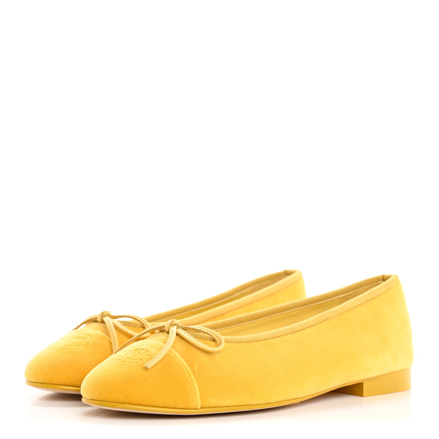 Velvet Cap Toe Ballerina Flats 37 Yellow