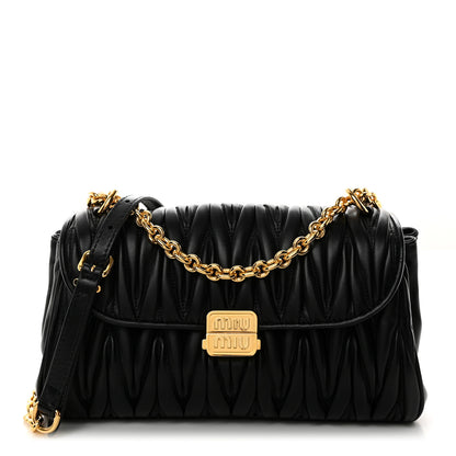 Miu Miu Nappa Matelasse Shoulder Bag Black 1 of 9