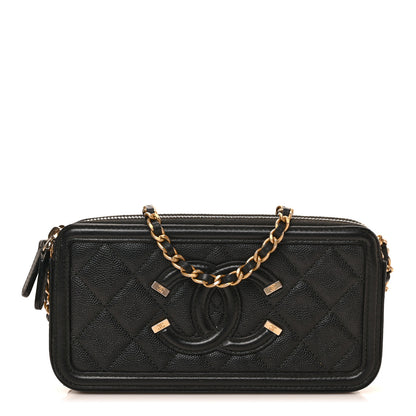 Chanel Caviar Quilted CC Filigree Clutch With Chain Black 1 of 9