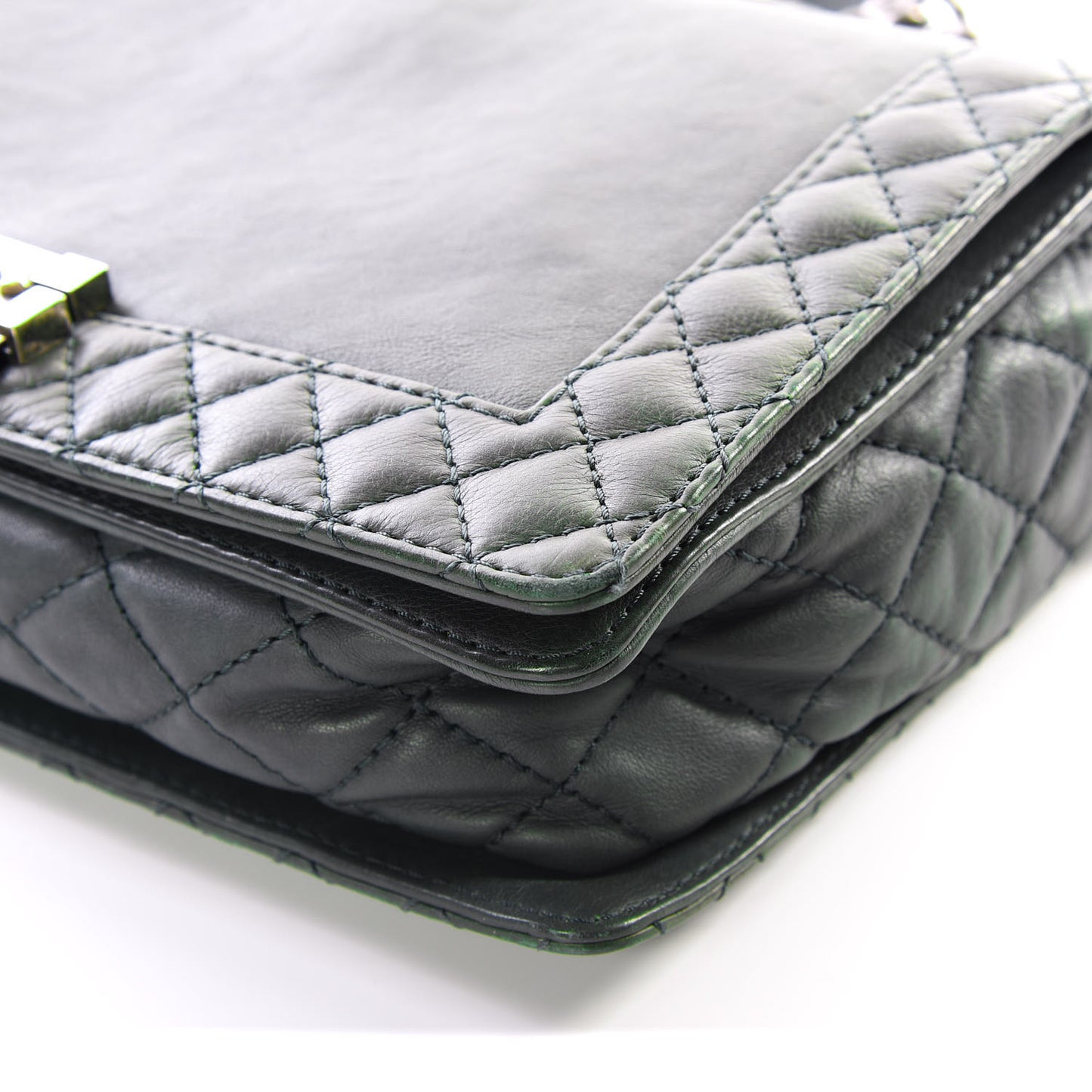 Calfskin Medium Boy Reverso Flap Dark Green