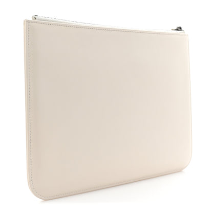 Chanel Shiny Calfskin Crystal Pearl Logo Cosmetic Case White 3 of 10