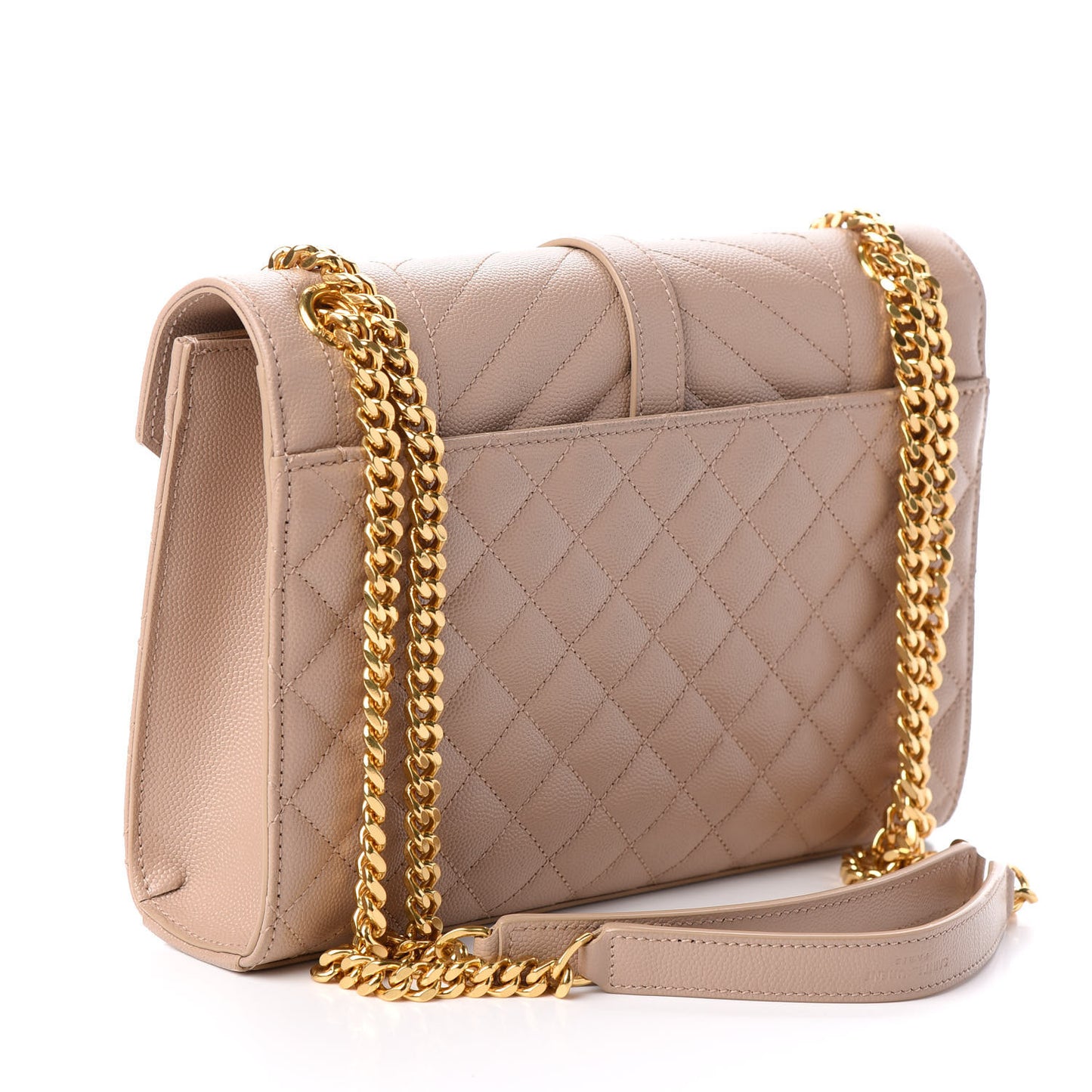 Grain De Poudre Textured Mixed Matelasse Medium Triquilt Monogram Satchel Dark Beige