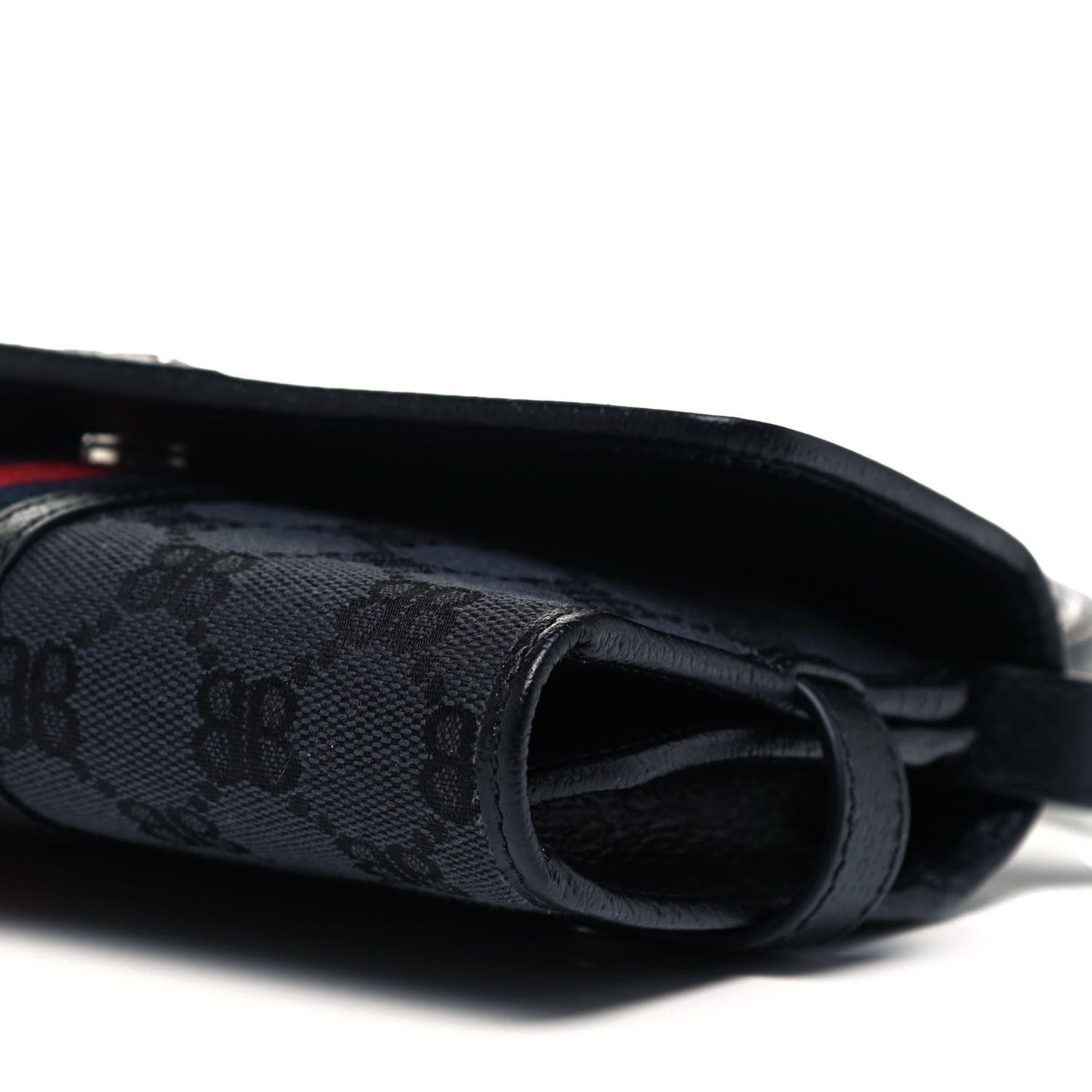X BALENCIAGA BB Monogram Web Ophidia Crossbody Wallet Black