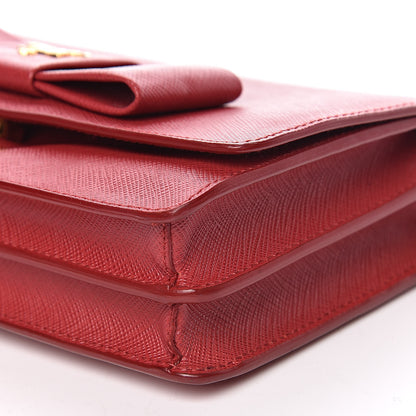 Prada Saffiano Fiocco Bow Flap Wallet Fuoco 7 of 10