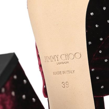 Jimmy Choo Velvet Glitter Spotted Heloise 120 Sandals 39 Grape Silver 7 of 7