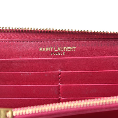 Saint Laurent Patent Grain De Poudre Classic Letters Zip Around Wallet Bubblegum 6 of 14