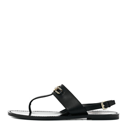 Louis Vuitton Glazed Calfskin Orsay Flat Sandals 40 Black 1 of 8