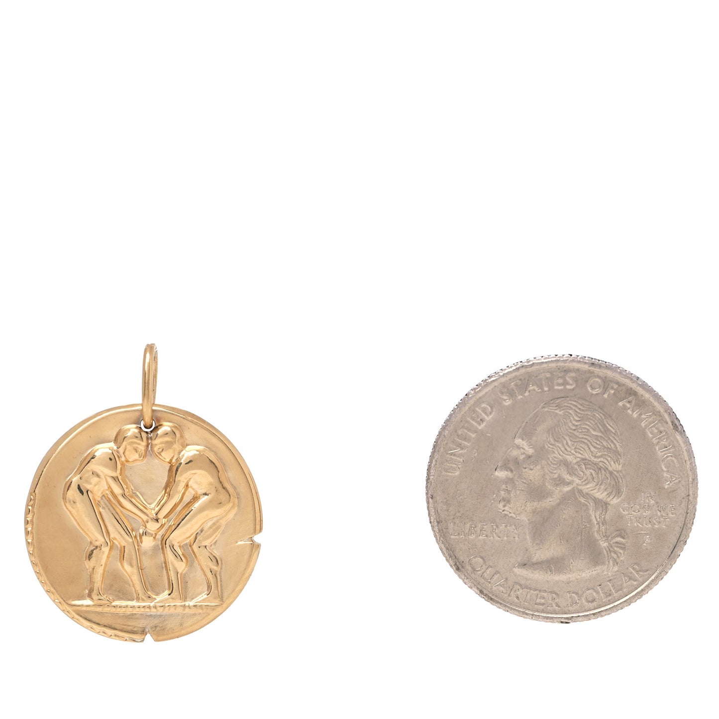 18K Yellow Gold Zodiac Gemini Pendant